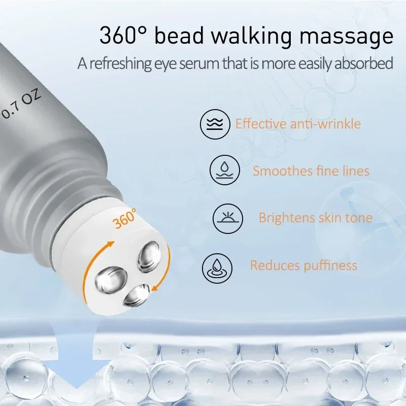 Peptide Eye Bags Eye Cream anti Dark Circle Hyaluronic Acid Wrinkle Removal Cream Roller Massager Skin Care Beauty