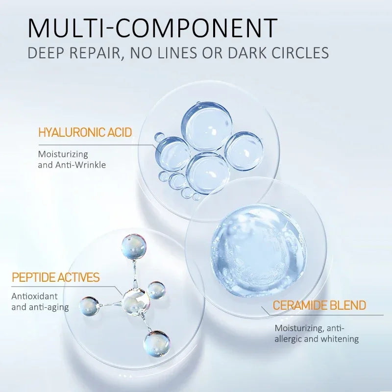 Peptide Eye Bags Eye Cream anti Dark Circle Hyaluronic Acid Wrinkle Removal Cream Roller Massager Skin Care Beauty