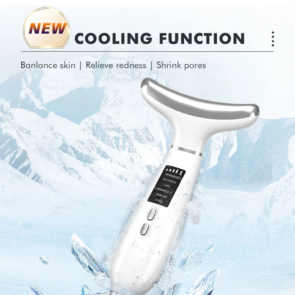 Neck Face Lifting Massager anti Wrinkle Double Chin Remover 4 LED Therapy EMS Skin Tighten Ice Hot Compress Neck Beauty Device