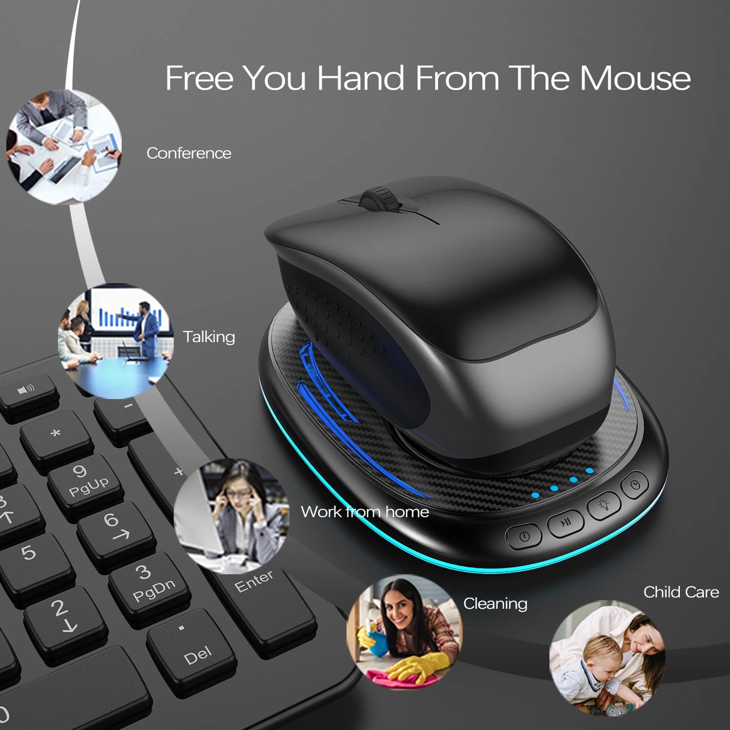 Mouse Mover Jiggler Undetectable Ultrathin Mouse Mechanical Movement Pad with Timer Awakening Computer Lock Screen Prevention