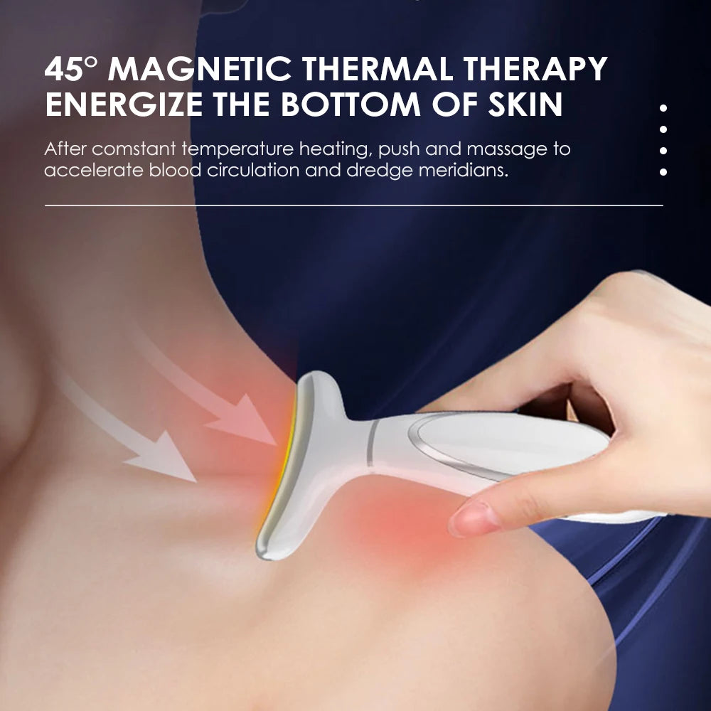 Neck Face Lifting Massager anti Wrinkle Double Chin Remover 4 LED Therapy EMS Skin Tighten Ice Hot Compress Neck Beauty Device