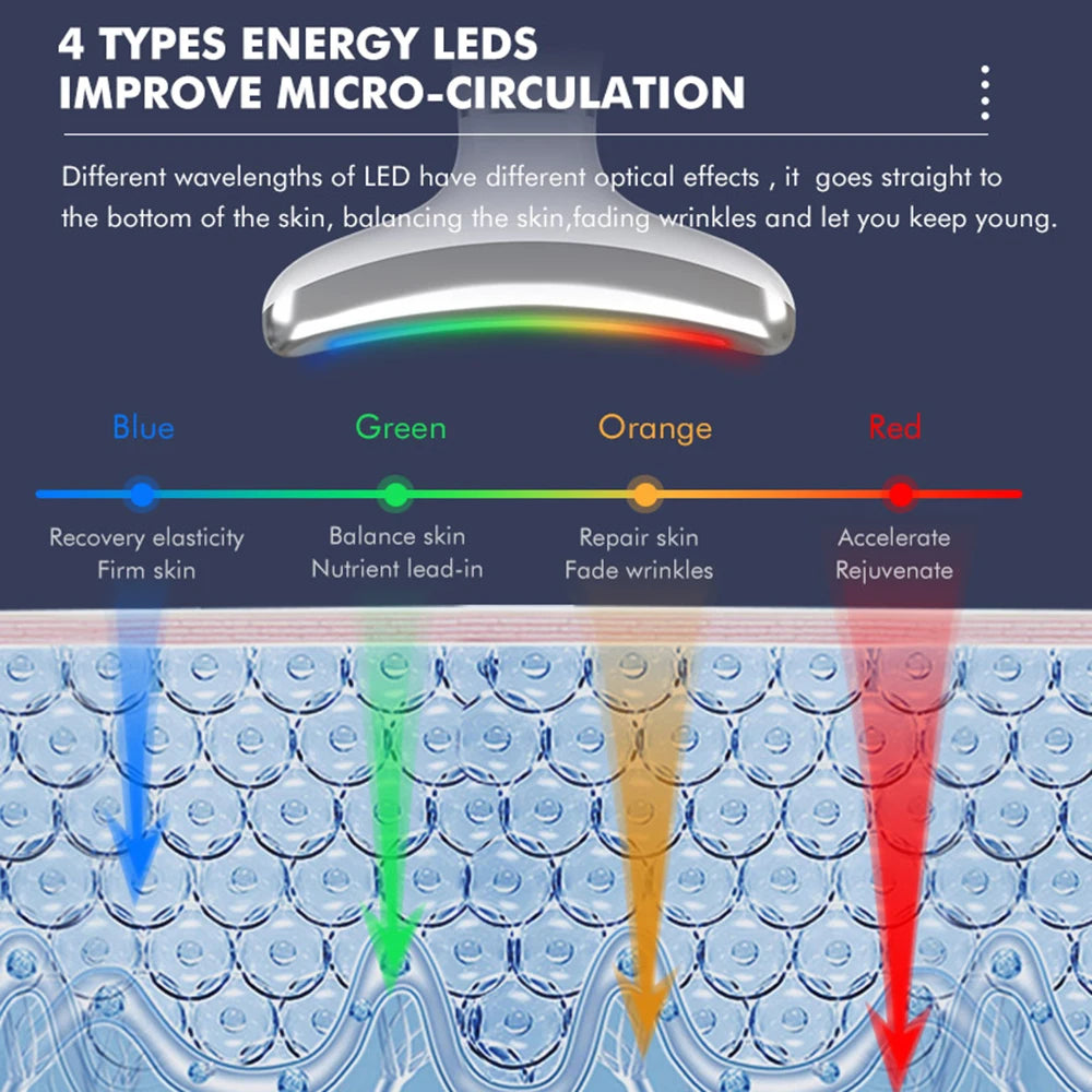 Neck Face Lifting Massager anti Wrinkle Double Chin Remover 4 LED Therapy EMS Skin Tighten Ice Hot Compress Neck Beauty Device