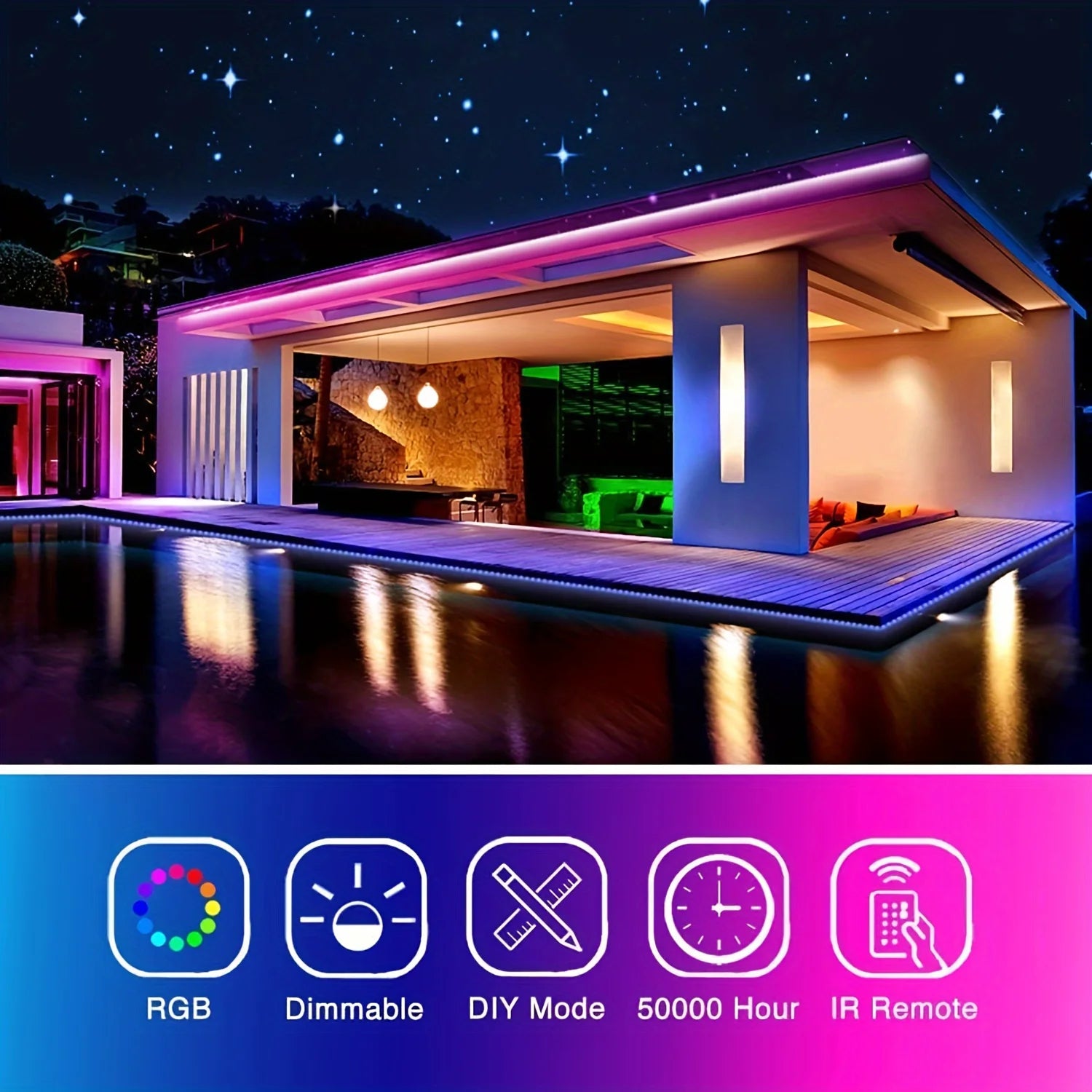 100FT LED Strip Lights for Bedroom,Usb Color Changing LED Light Strips with 44-Key Remote Control,Light Strips for Home Decor
