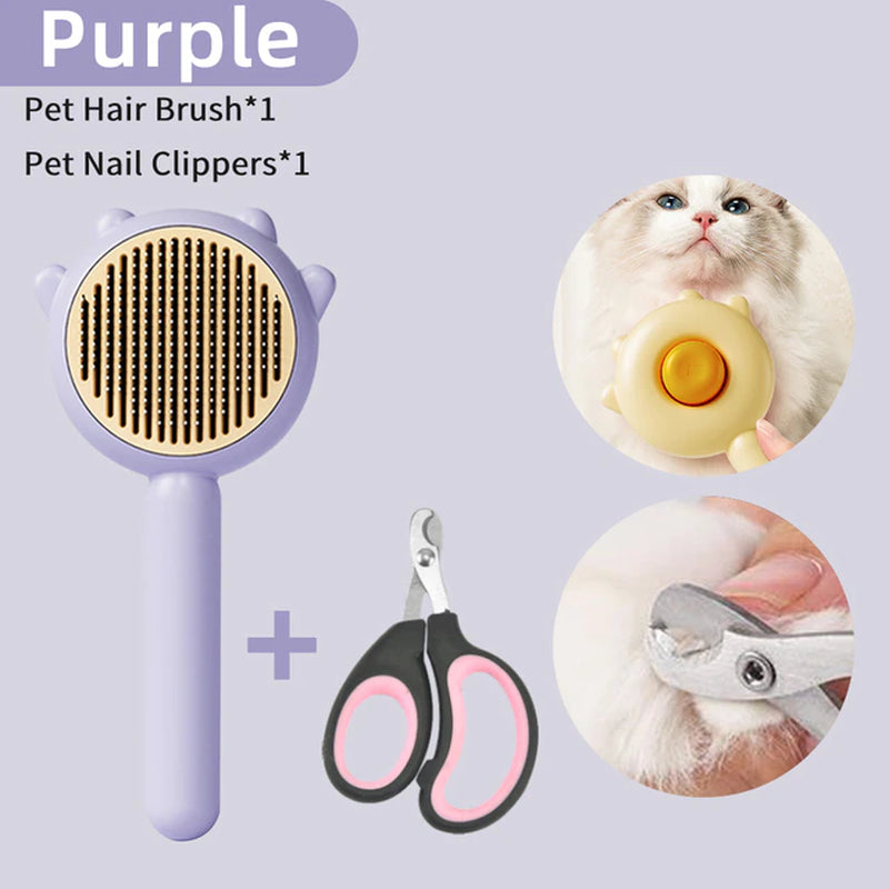 Pet Grooming Needle Brush Magic Massage Comb Hair Remover Pets General Supplies with Pet Nail Clippers for Cat Dog Cleaning Care