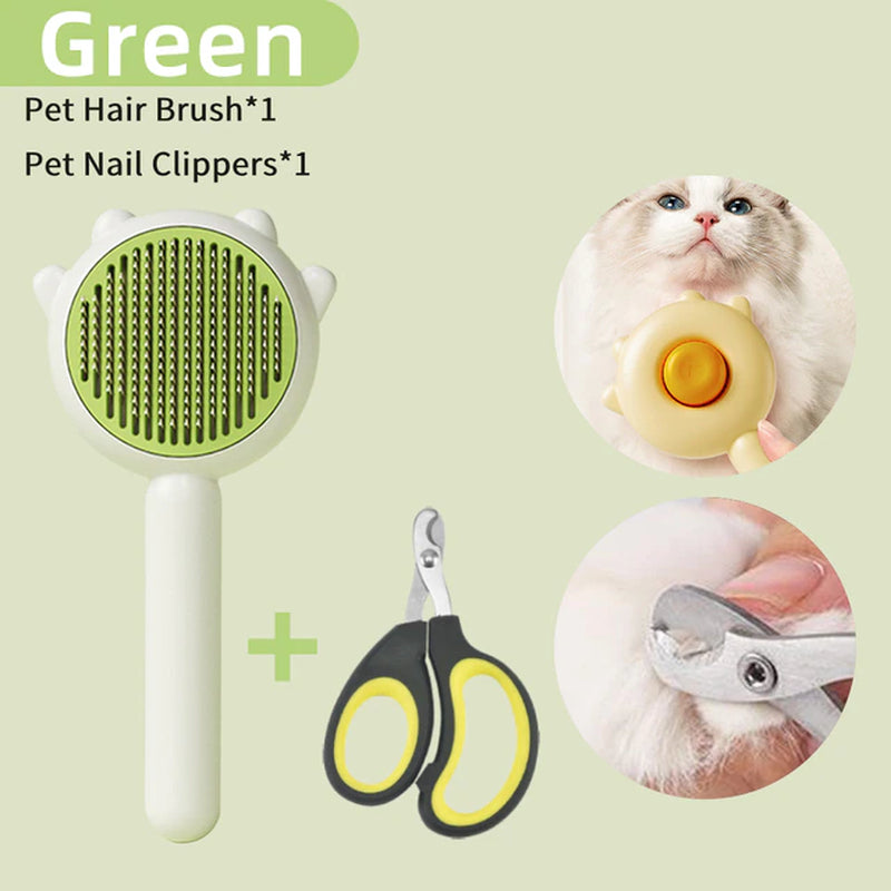 Pet Grooming Needle Brush Magic Massage Comb Hair Remover Pets General Supplies with Pet Nail Clippers for Cat Dog Cleaning Care