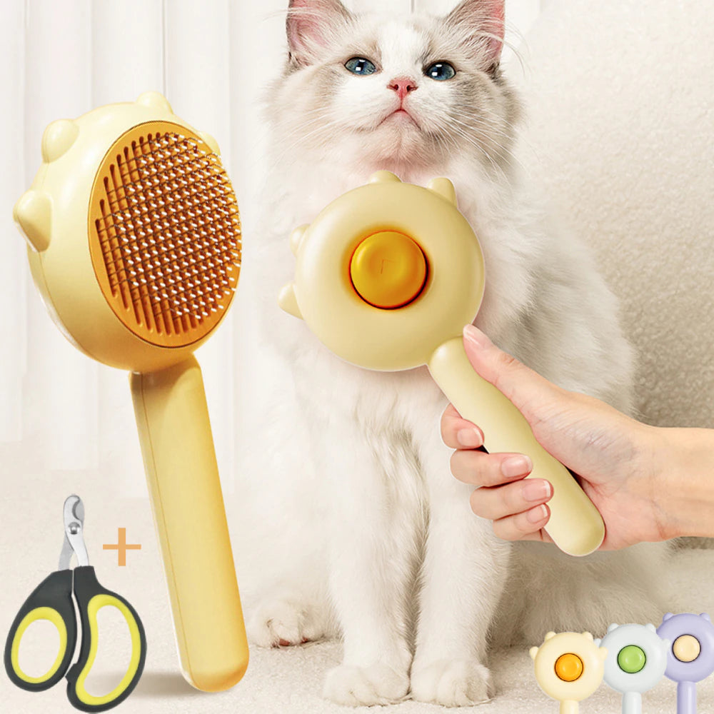 Pet Grooming Needle Brush Magic Massage Comb Hair Remover Pets General Supplies with Pet Nail Clippers for Cat Dog Cleaning Care