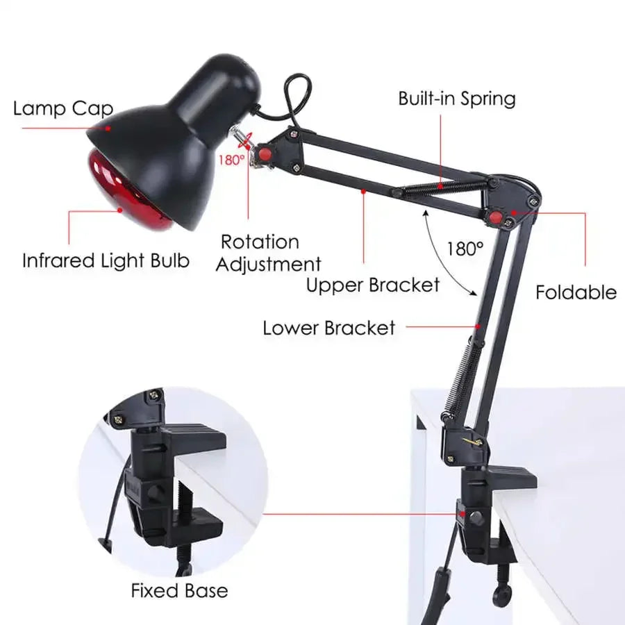 Infrared Heat Physiotherapy Lamp Floor Standpain Relief Speed up Wound Healing 180° Adjustable Anti-Scald Health Care Lamp